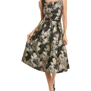 Pascale La Mode Black and Silver Jacquard Midi Dress